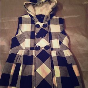 Black and white plaid vest