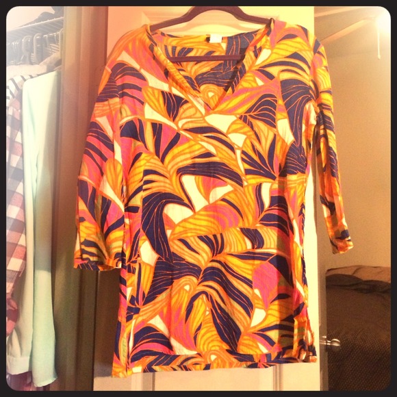 JCrew Cotton tropical beach tunic
