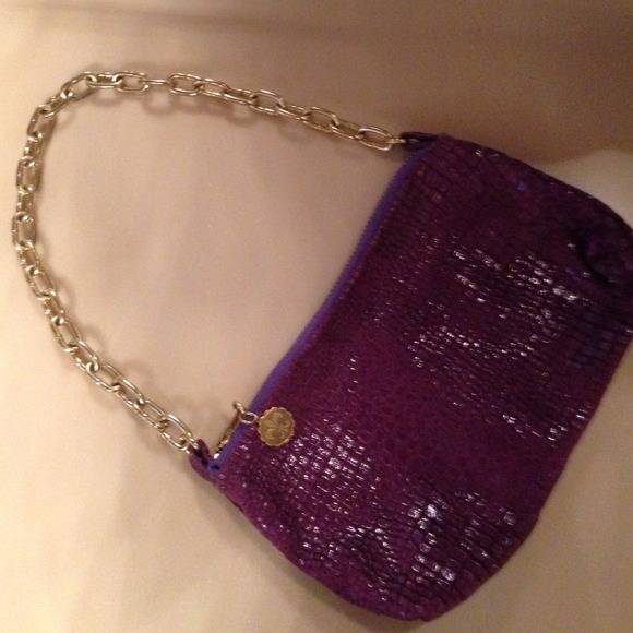 Boa purple style bag with gold metal chain - Picture 1 of 4