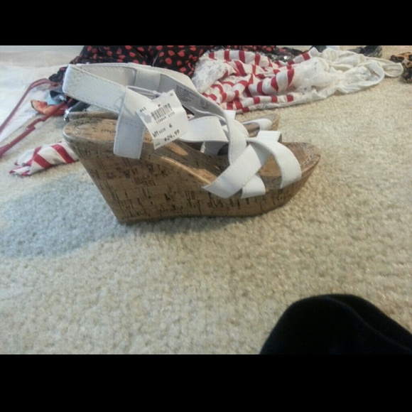 Cute white strappy wedges