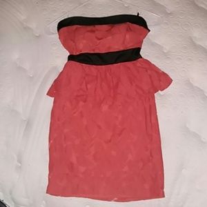 Pretty  coral lace peplum dress