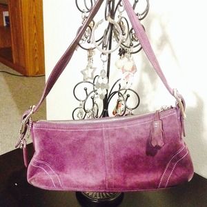 SOLD Coach Purple Suede Shoulder Tote Bag