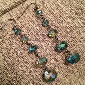 Express Blue Crystal Ball Earrings