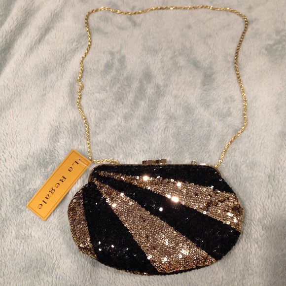 BLACK AND GOLD EVENING PURSE