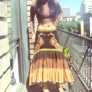HOLD!👹 BOHEMIA BABE Tiered Corduroy Hippie Skirt