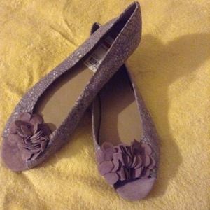 Violet snake print peep toe flats *sale*