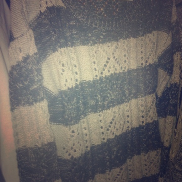 Grey and White Striped Sweater