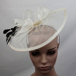 Ivory Sinamay Feather Fascinator Headpiece Hat