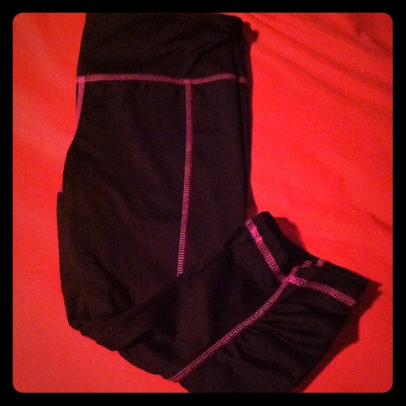 Black and pink work out pants.