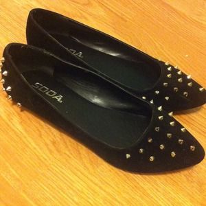 Black Spiked Studded Flats