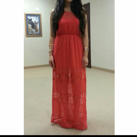 Wet Seal Red Lace Maxi