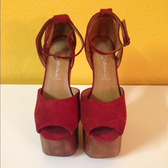 Jeffrey Cambell kid suede curved heel sandal