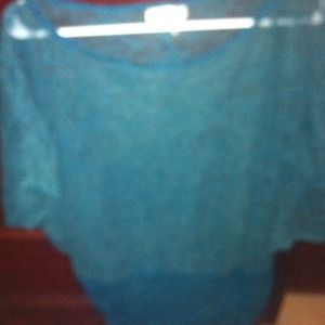 Turquoise lace blouse