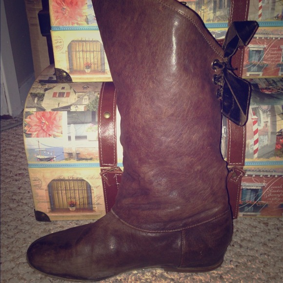 Awesome leather mid calf brown boots