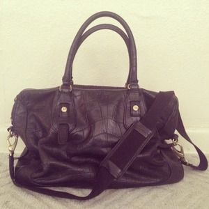 Black Leather Large Tote Handbag by Margot