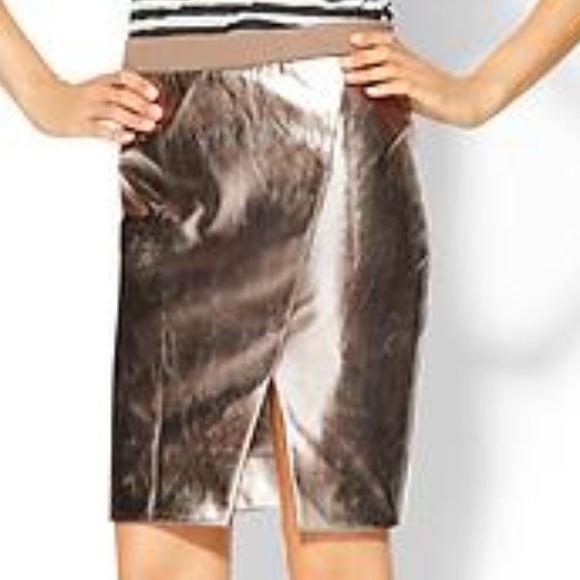 Tinley Road rose gold metallic skirt faux leather