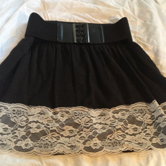 SOLD! Cute black and cream lace mini skirt