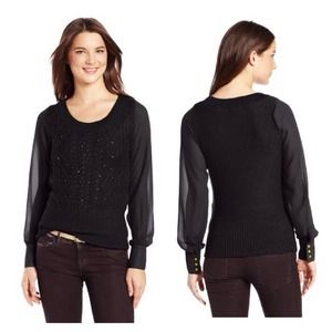 ⬇️Contrast sleeves cable sweater⬇️