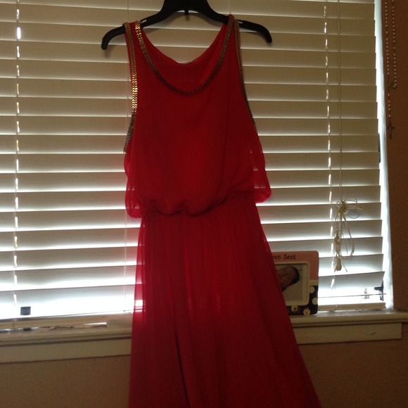 Red high low dress