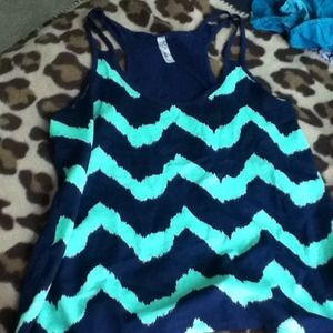 Navy/MintGreen Chevron tank!