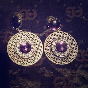 Purple Stone Dangling Earrings