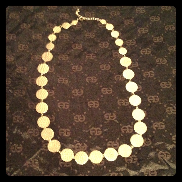 Gold Colored Discs Long Necklace