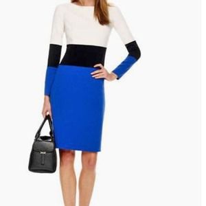 COLOR BLOCK LONG SLEEVE BANDAGE DRESS...