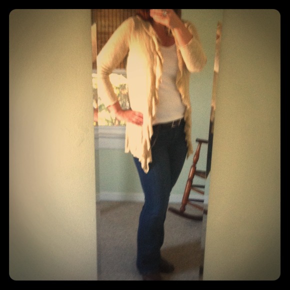 Long Ruffled Tan Cardigan
