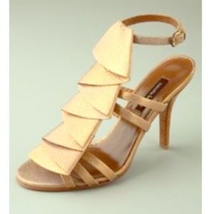 Nanette Lepore metallic ruffle heels