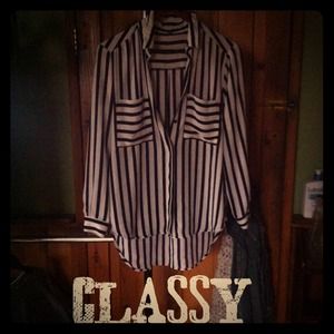 SOLD$$$ Black striped chiffon high low