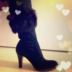 Franco Sarto Faux Fur Suede High Heel Boots