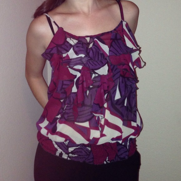 Colorful top with ruffles