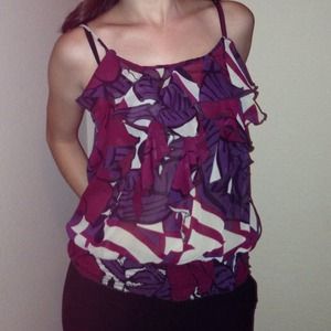 Colorful top with ruffles