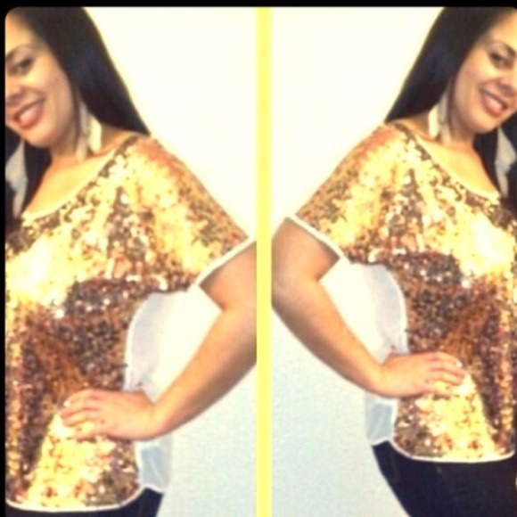 ✨🌟💫Gold sequin Express top💫🌟✨ - Picture 3 of 3
