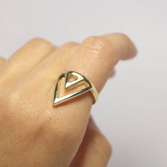 Gold Triangle Cut Ring
