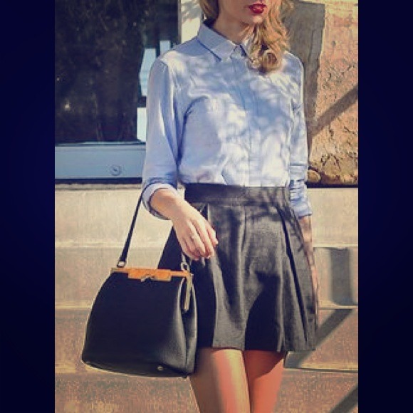 Express blue collard shirt.