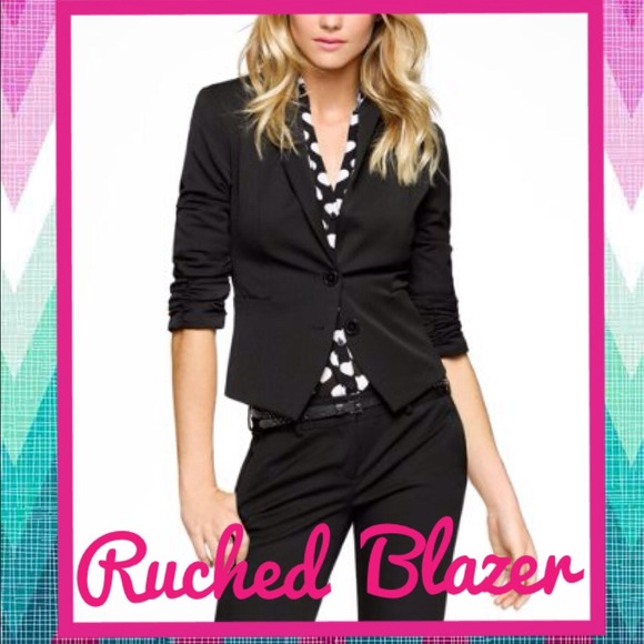 Black Ruched Sleeve Blazer