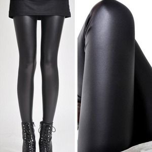 High waisted faux leather leggings