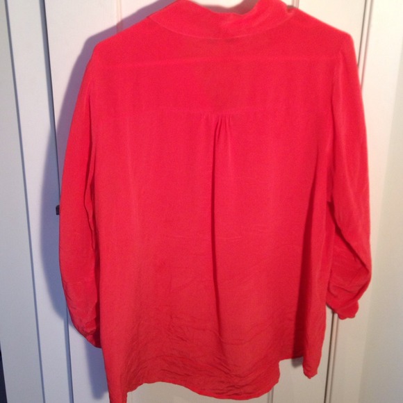 Coral Button Up 100% Silk Top - Picture 4 of 4