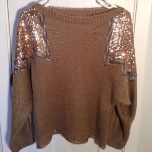 Tan Sweater with Sequin Detail