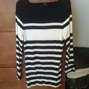 SALE: Boatneck black and white striped sweater top