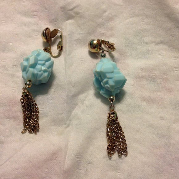 Vintage blue cluster dangle earrings