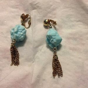 Vintage blue cluster dangle earrings