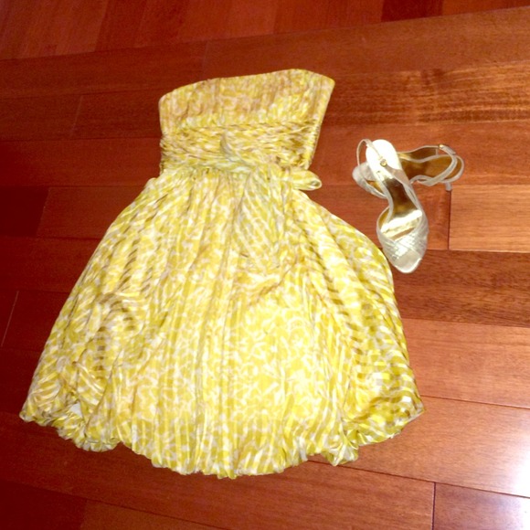 Yellow Strapless BCBG Dress