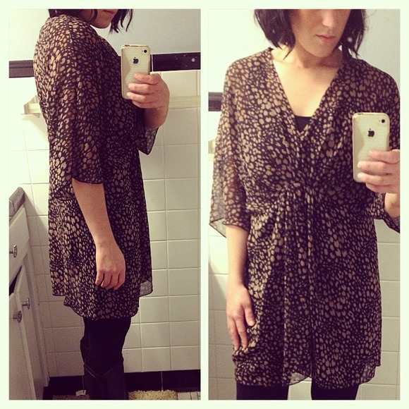 Brown/black Sheer oversized blouse