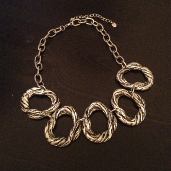 Weighty silver and black color necklace