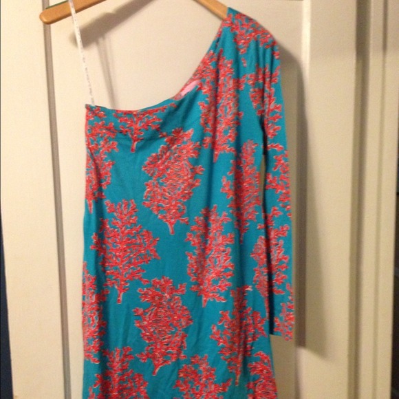 Lilly pulitzer coral siesta one shoulder dress
