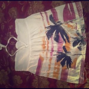 Tropical strapless top with optional halter