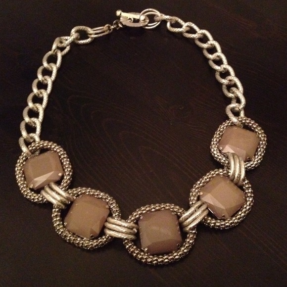 Silver colored metal statement necklace