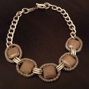 Silver colored metal statement necklace